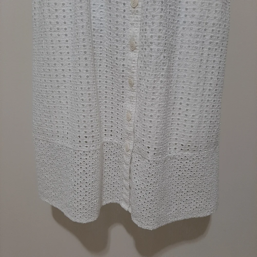 J. Crew White Cotton Coletta Button Front Eyelet Dress Size 14